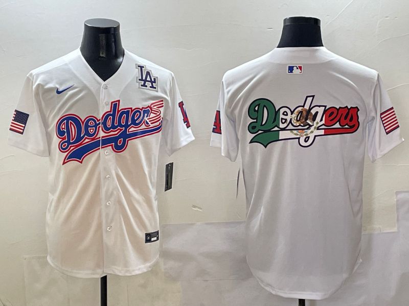 Men Los Angeles Dodgers Blank White national flag second generation joint name Nike 2025 MLB Jersey style 11->los angeles dodgers->MLB Jersey